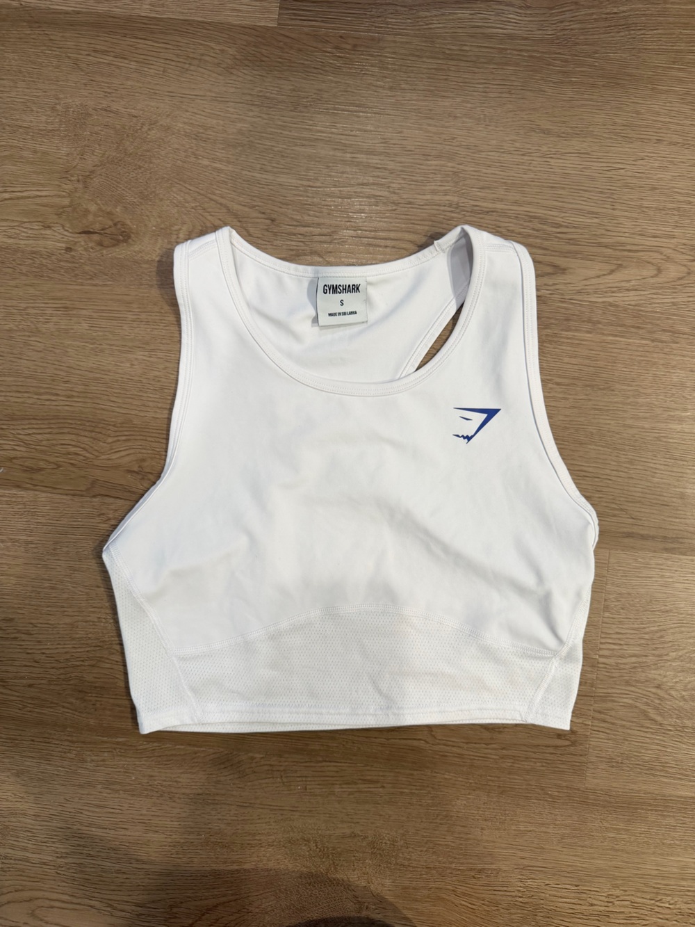 Gymshark White Tank Crop Top with Purple Logo